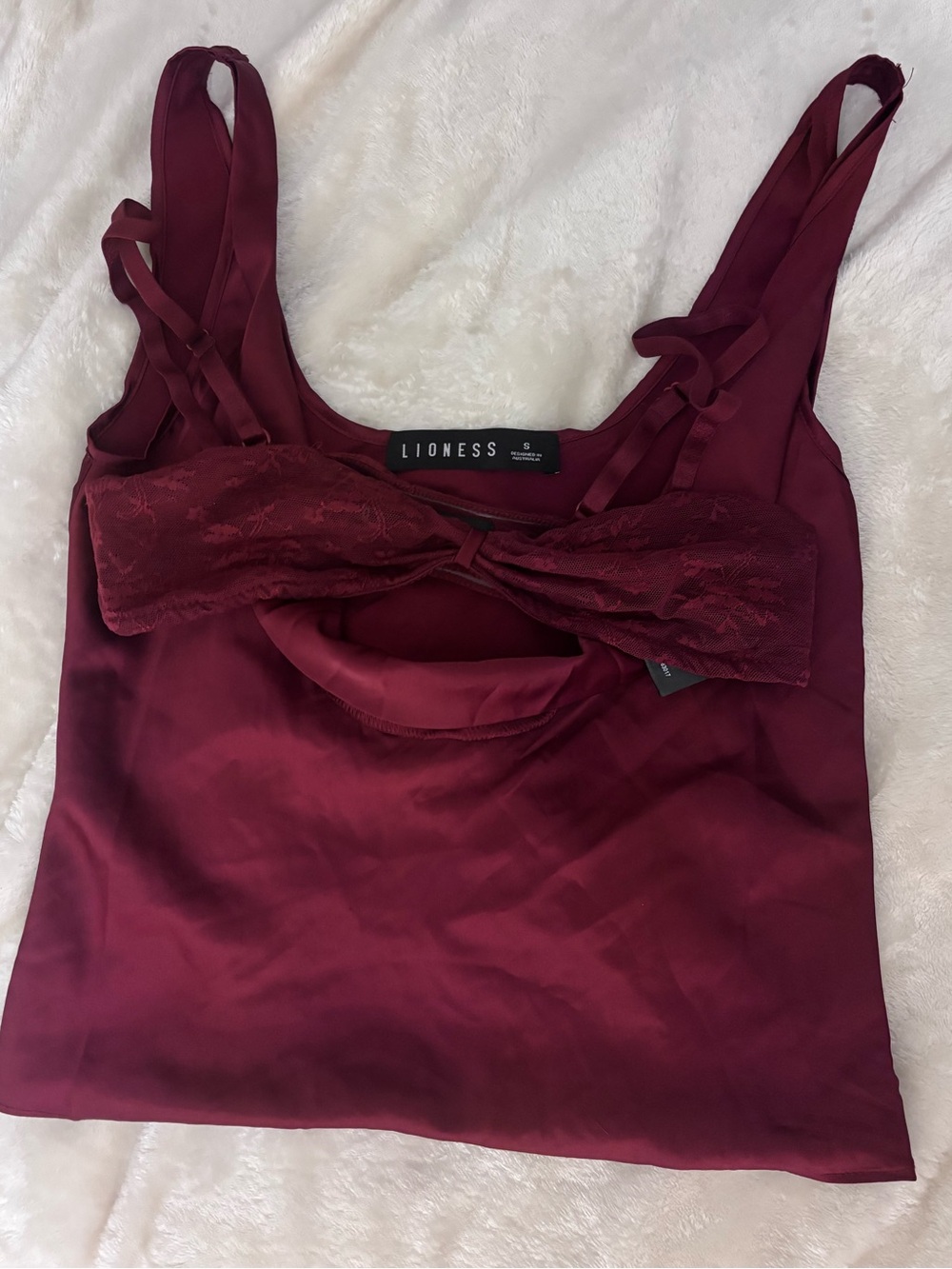 Lioness Wine Lace-Trim Tank